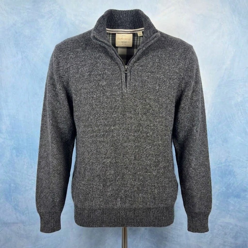 Weatherproof Vintage XL Charcoal Gray Plaid Fleece Lined Quarter Zip Pullover